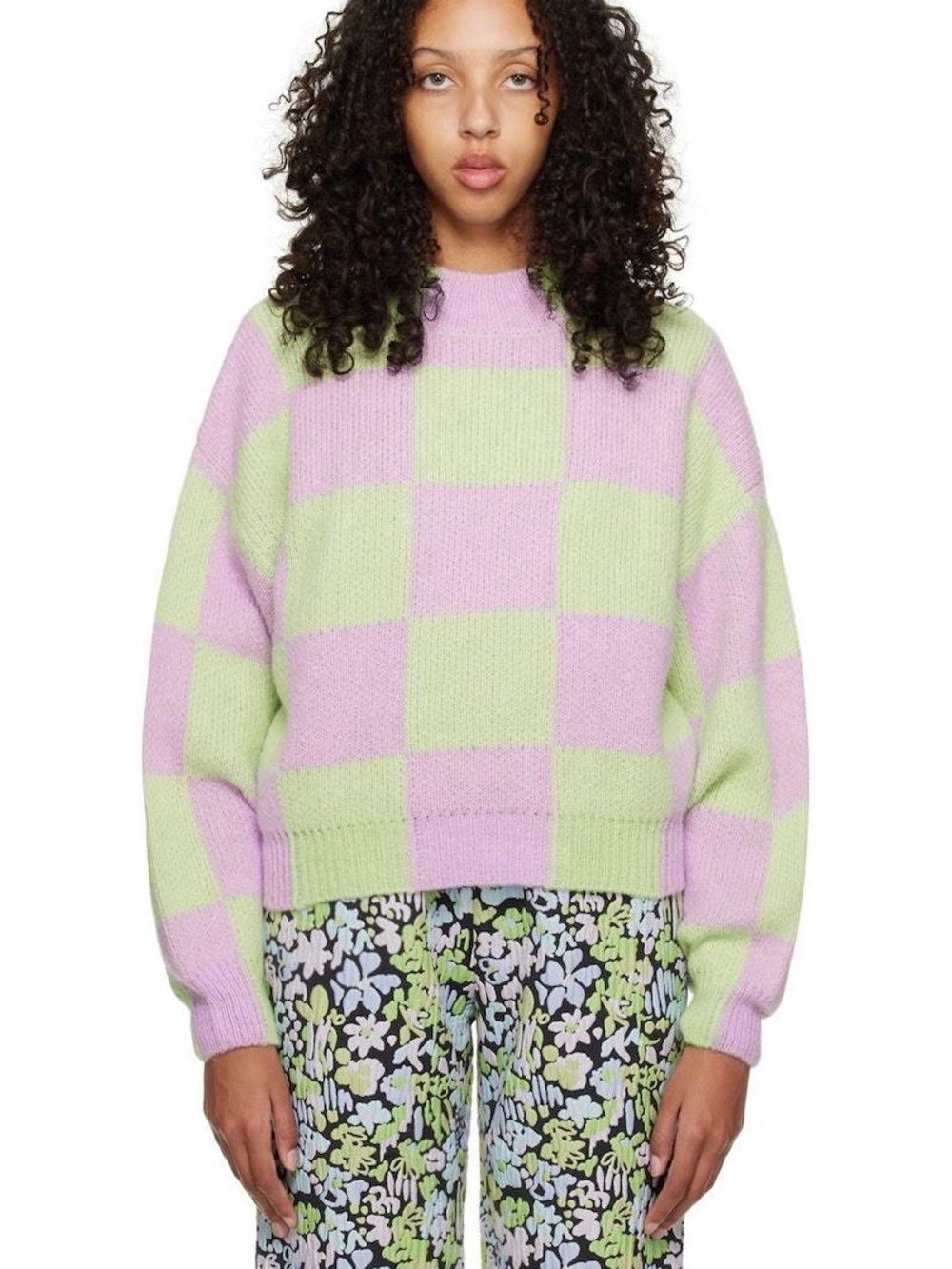 STINE GOYA Adonis Mock Neck Alpaca Sweater in Lavender and Fog - Picture 2 of 8